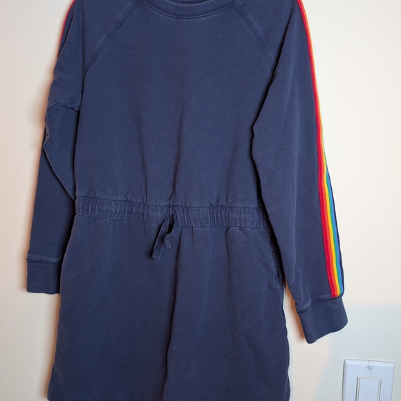 Primary Navy Dress with Rainbow Stripes - Picture 2 of 14